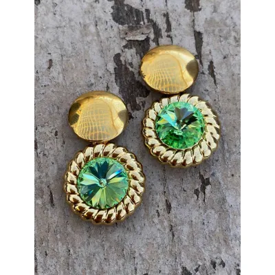 Genevieve - Vintage Σκουλαρίκια με Κρύσταλλα Swarovski Peridot