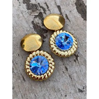 Genevieve - Vintage Σκουλαρίκια με Κρύσταλλα Swarovski Light Sapphire
