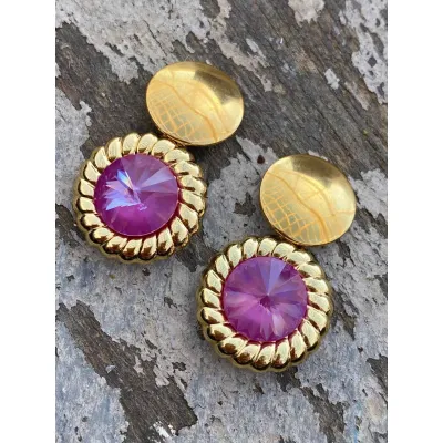 Genevieve - Vintage Σκουλαρίκια με Κρύσταλλα Swarovski Orchid Ignite