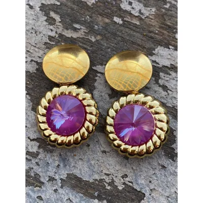Genevieve - Vintage Σκουλαρίκια με Κρύσταλλα Swarovski Orchid Ignite