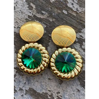 Genevieve - Vintage Σκουλαρίκια με Κρύσταλλα Swarovski Majestic Green