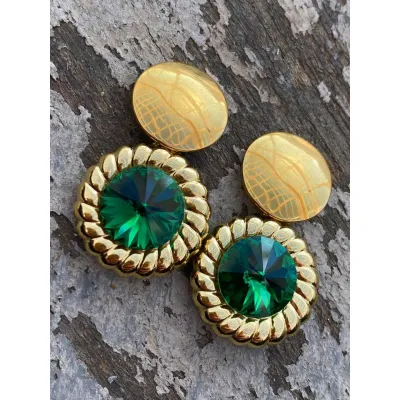 Genevieve - Vintage Σκουλαρίκια με Κρύσταλλα Swarovski Majestic Green