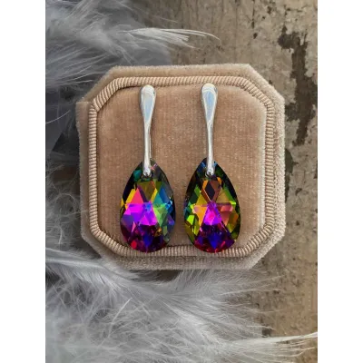 Vivian - Σκουλαρίκια από Ασήμι 925 & Κρύσταλλο Swarovski Vitrail Medium