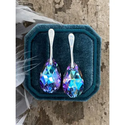 Vivian - Σκουλαρίκια από Ασήμι 925 & Κρύσταλλο Swarovski Vitrail Light