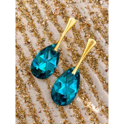 Vivian - Σκουλαρίκια από Ασήμι 925 & Κρύσταλλο Swarovski Blue Zircon
