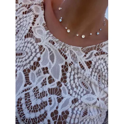 Diamond Aura - Σετ Κολιέ με Διάφανη Πετονιά & Κρύσταλλα Swarovski Crystal