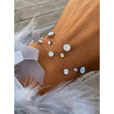 White Opal Βραχιόλια με Διάφανη Πετονιά & Κρύσταλλα Swarovski