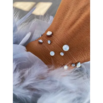 White Opal Βραχιόλια με Διάφανη Πετονιά & Κρύσταλλα Swarovski