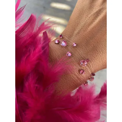 Light Rose Βραχιόλια με Διάφανη Πετονιά & Κρύσταλλα Swarovski