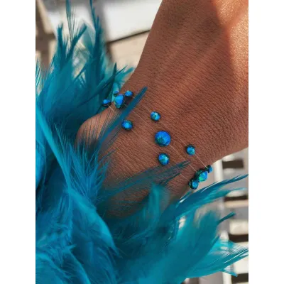 Blue Zircon Shimmer Βραχιόλια με Διάφανη Πετονιά & Κρύσταλλα Swarovski