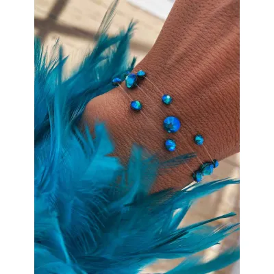 Blue Zircon Shimmer Βραχιόλια με Διάφανη Πετονιά & Κρύσταλλα Swarovski