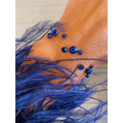 Dark Sapphire Βραχιόλια με Διάφανη Πετονιά & Κρύσταλλα Swarovski