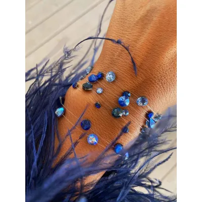 Dark Sapphire Βραχιόλια με Διάφανη Πετονιά & Κρύσταλλα Swarovski