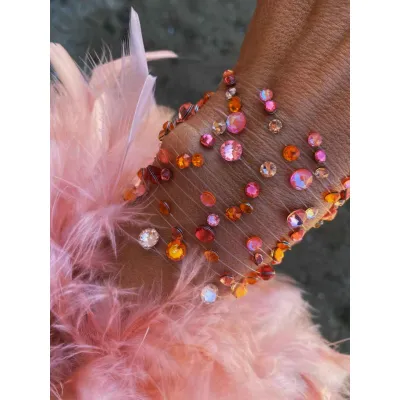 Light Peach Βραχιόλια με Διάφανη Πετονιά & Κρύσταλλα Swarovski