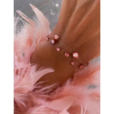 Rose Peach Βραχιόλια με Διάφανη Πετονιά & Κρύσταλλα Swarovski