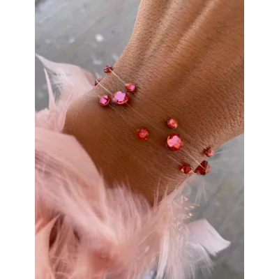 Padparadscha Βραχιόλια με Διάφανη Πετονιά & Κρύσταλλα Swarovski