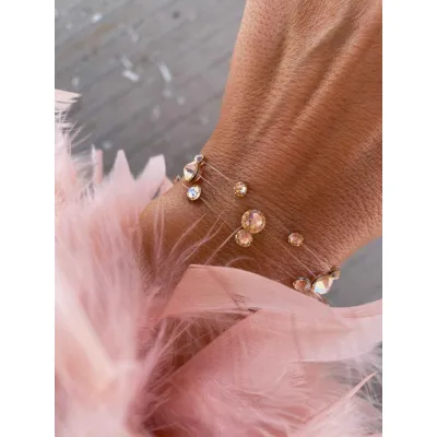 Light Peach Βραχιόλια με Διάφανη Πετονιά & Κρύσταλλα Swarovski