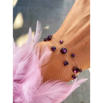 Amethyst Βραχιόλια με Διάφανη Πετονιά & Κρύσταλλα Swarovski 