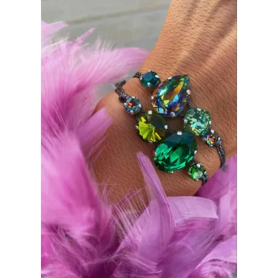 Green Crystal Luxe / Σετ Βραχιολιών με Κρύσταλλα Swarovski
