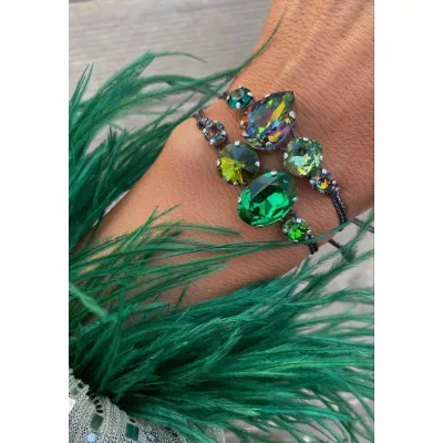 Green Crystal Luxe / Σετ Βραχιολιών με Κρύσταλλα Swarovski