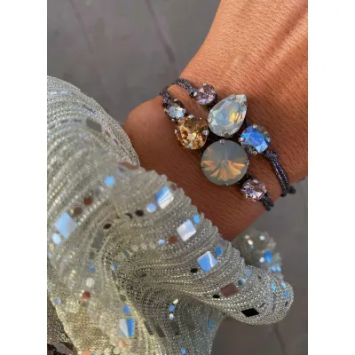 Starlight Silver Duo / Χειροποίητο Σετ Βραχιολιών με Κρύσταλλα Swarovski
