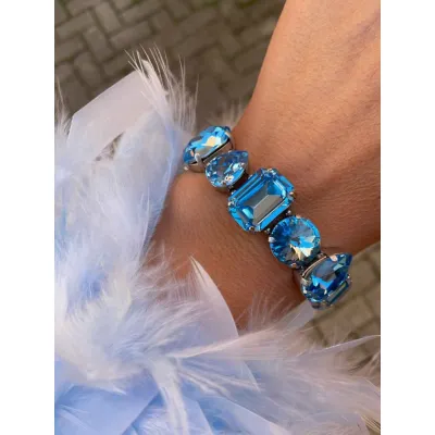 Celestia - Statement Βραχιόλι με Μεγάλα Κρύσταλλα Swarovski Aquamarine