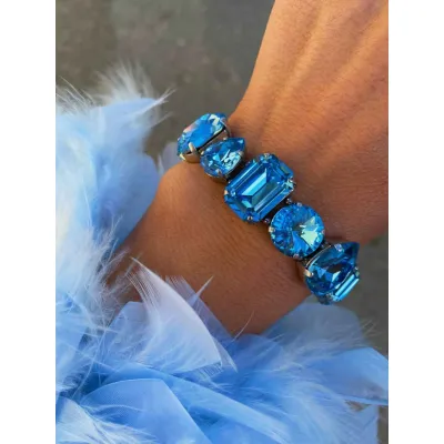 Celestia - Statement Βραχιόλι με Μεγάλα Κρύσταλλα Swarovski Aquamarine