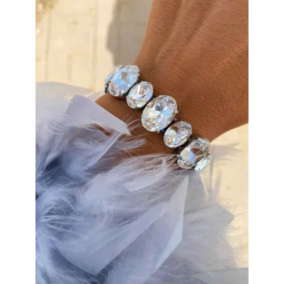 Diva - Luxury Statement Βραχιόλι με Μεγάλα Κρύσταλλα Swarovski 