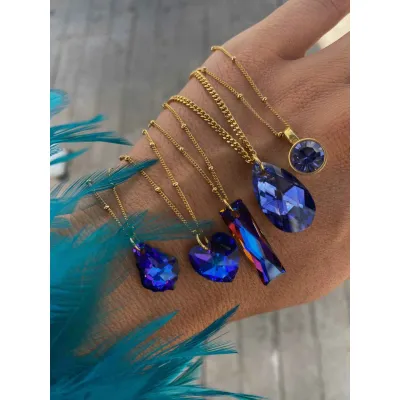 Bella Heart Classic - Κολιέ με Μενταγιόν Καρδιά & Κρύσταλλο Swarovski Heliotrope