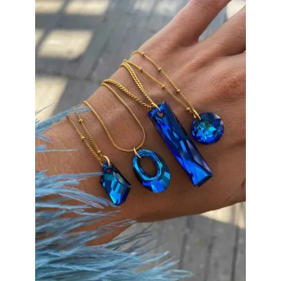 Amaryllis - Κολιέ με Μενταγιόν Swarovski Bermuda Blue