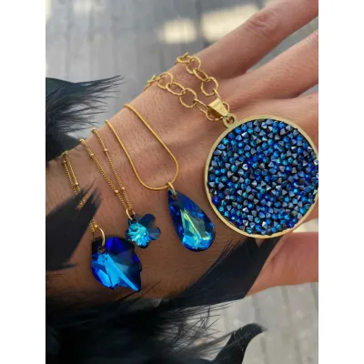 Elegant - Κολιέ με Μενταγιόν Swarovski Bermuda Blue